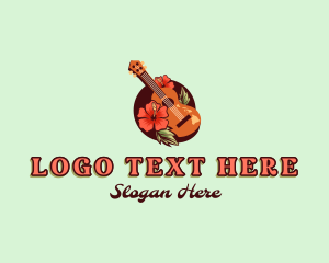 Map - Ukulele Hibiscus Hawaii logo design