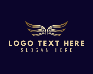 Plane - Gold Luxury Wing logo design