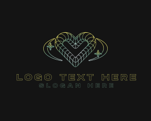 Cyber - Digital Y2K Heart logo design