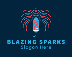 Pyrotechnics - New Year Rocket Fireworks logo design