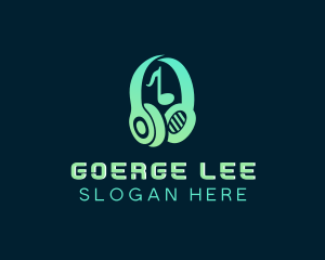 Music Podcast Headphones Logo