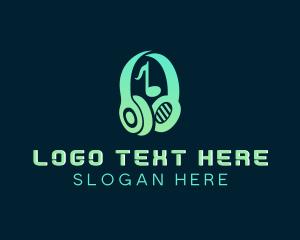 Record Label - Music Podcast Headphones logo design