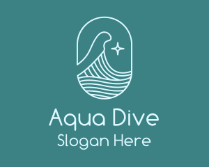 Diver - Beach Ocean Wave Star logo design