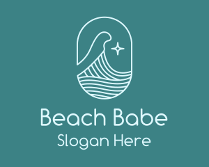 Beach Ocean Wave Star logo design