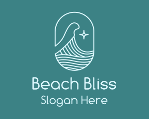 Beach Ocean Wave Star logo design