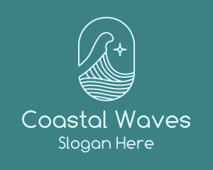 Beach Ocean Wave Star logo design