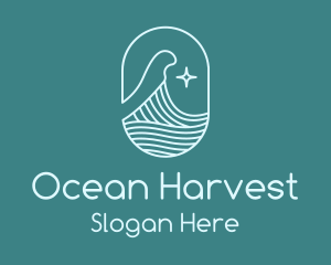 Beach Ocean Wave Star logo design