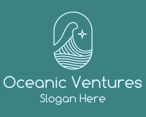 Beach Ocean Wave Star logo design