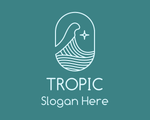 Beach Ocean Wave Star logo design