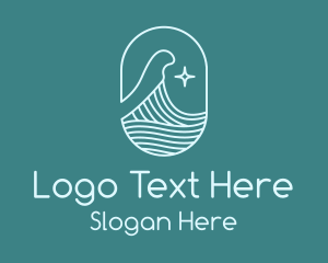 Minimal - Beach Ocean Wave Star logo design
