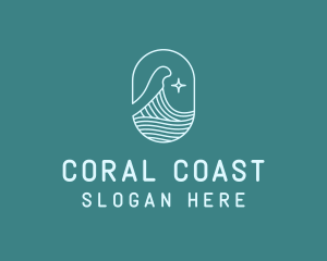 Beach Ocean Wave Star logo design