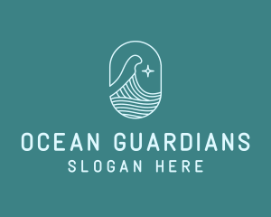 Beach Ocean Wave Star logo design