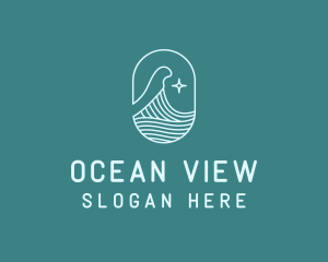 Beach Ocean Wave Star logo design