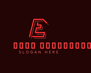 Neon Retro Game Letter E Logo