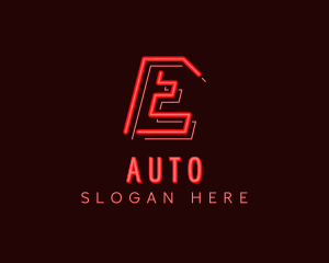 Neon Retro Game Letter E Logo