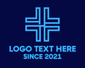 Hospital - Geometric Cross Outline logo design