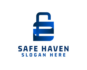 Blue Protection Padlock logo design