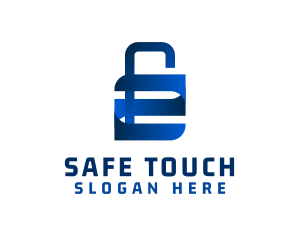 Blue Protection Padlock logo design