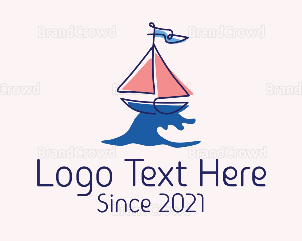 Nautical Sailboat Wave Logo