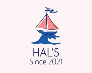Water Sports - Nautical Sailboat Wave logo design