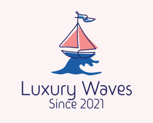 Nautical Sailboat Wave logo design