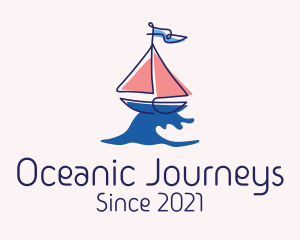 Nautical Sailboat Wave logo design