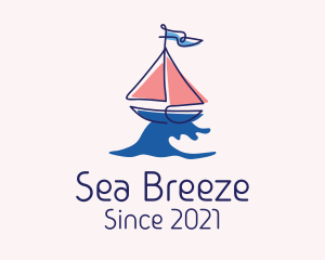 Sailboat - Nautical Sailboat Wave logo design