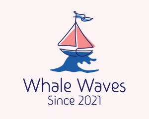 Nautical Sailboat Wave logo design