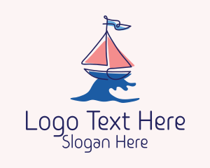 Nautical Sailboat Wave Logo