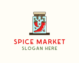 Chili Pepper Spice Jar logo design