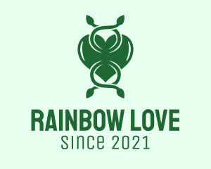 Green Plant Love Heart logo design