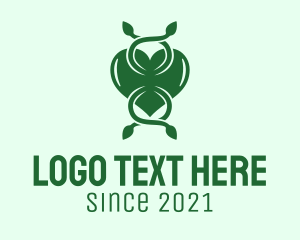 Vegan - Green Plant Love Heart logo design
