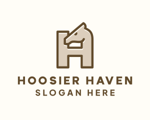 Brown Horse Letter H logo design