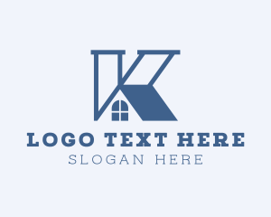 Letter K - House Roof Letter K logo design