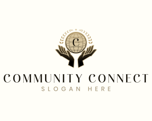 Globe Hand Community logo design