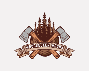 Vintage Forest Wood Axe  logo design