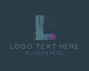 Dj - Modern Glitch Letter L logo design