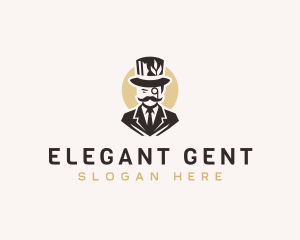 Leaf Gentleman Hat Suit logo design