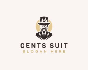 Leaf Gentleman Hat Suit logo design