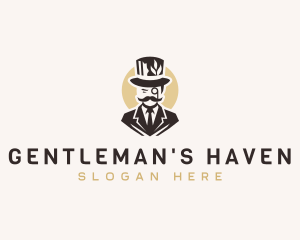 Leaf Gentleman Hat Suit logo design