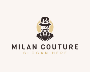 Leaf Gentleman Hat Suit logo design