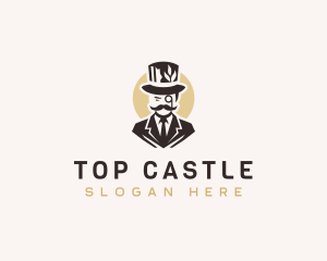 Leaf Gentleman Hat Suit logo design