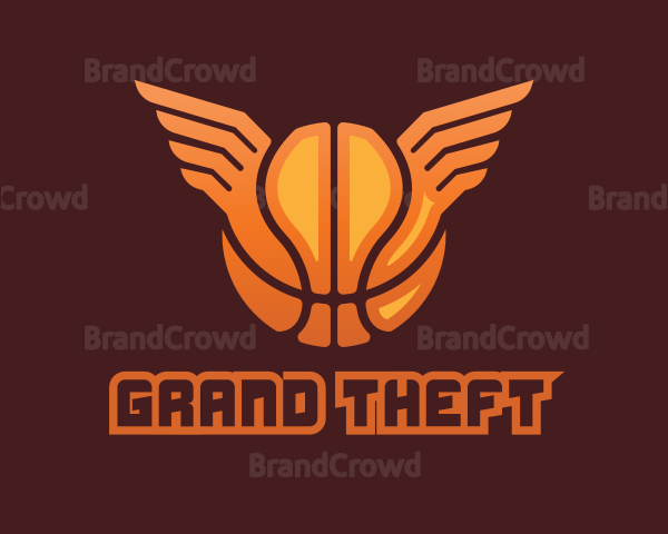 Orange Basketball Wings Logo