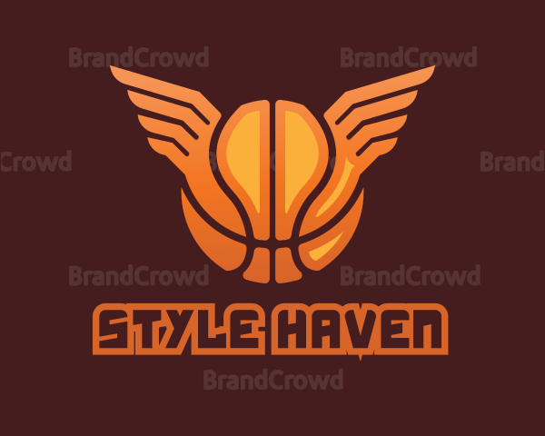 Orange Basketball Wings Logo