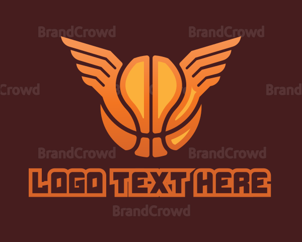 Orange Basketball Wings Logo