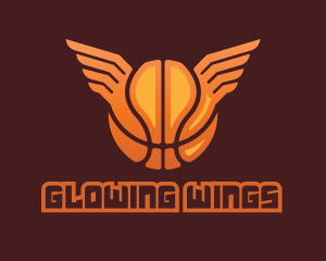 Orange Basketball Wings logo design