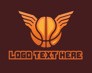 Orange Basketball Wings Logo