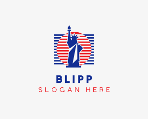 Political - Statue Of Liberty Flag logo design