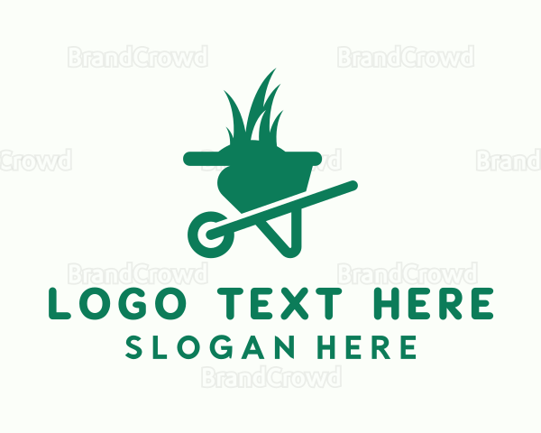 Wheelbarrow Lawn Grass Logo