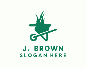 Wheelbarrow Lawn Grass Logo